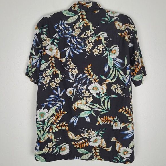 Superdry Size M Hawaiian Short Sleeve Button Up Shirt Floral Black Multicor - Picture 4 of 11